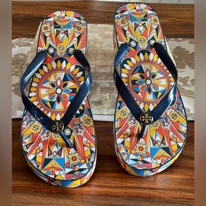 Tory Burch Wedge Flip Flops, Size 10